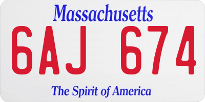 MA license plate 6AJ674