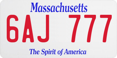 MA license plate 6AJ777