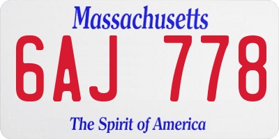 MA license plate 6AJ778