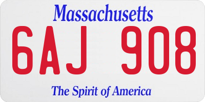 MA license plate 6AJ908