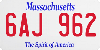 MA license plate 6AJ962