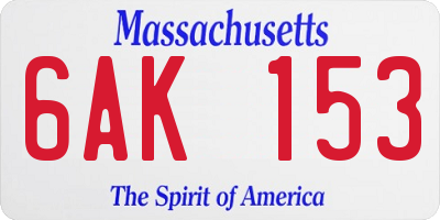 MA license plate 6AK153