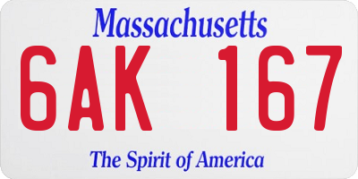 MA license plate 6AK167