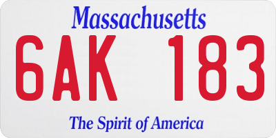 MA license plate 6AK183