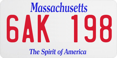 MA license plate 6AK198