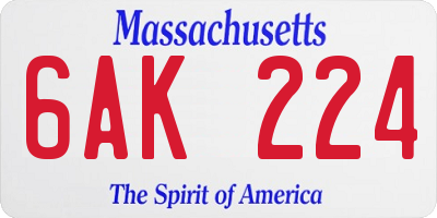 MA license plate 6AK224