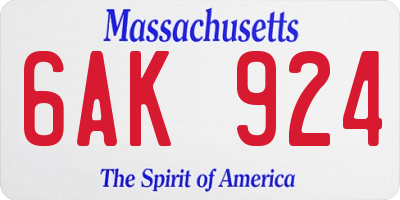 MA license plate 6AK924