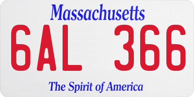 MA license plate 6AL366