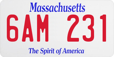 MA license plate 6AM231