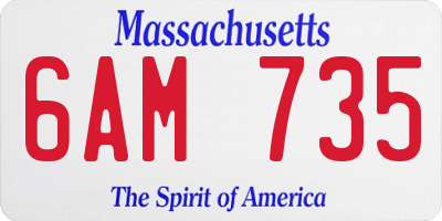MA license plate 6AM735