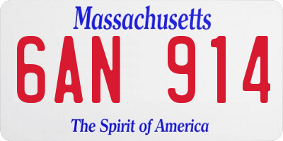 MA license plate 6AN914