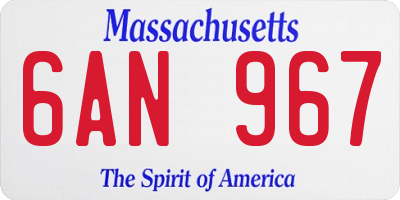 MA license plate 6AN967