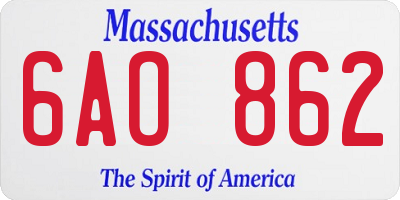 MA license plate 6AO862