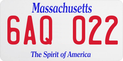 MA license plate 6AQ022