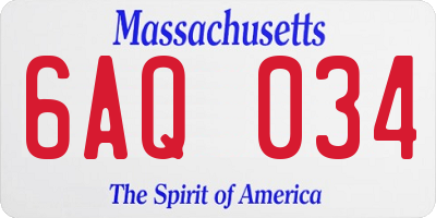 MA license plate 6AQ034