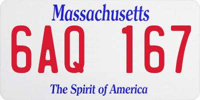 MA license plate 6AQ167