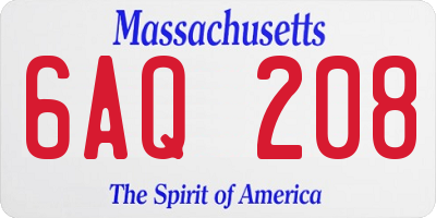 MA license plate 6AQ208