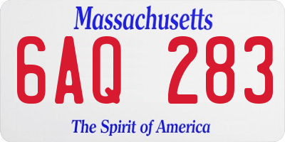 MA license plate 6AQ283