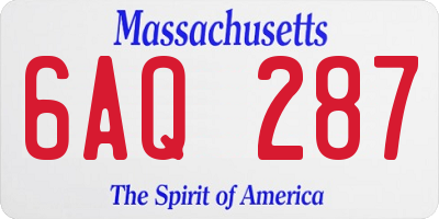 MA license plate 6AQ287