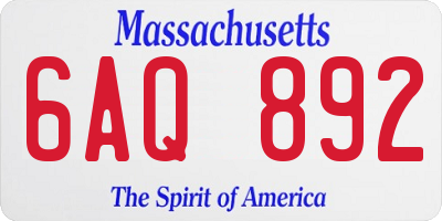MA license plate 6AQ892