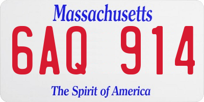 MA license plate 6AQ914