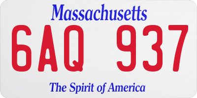MA license plate 6AQ937