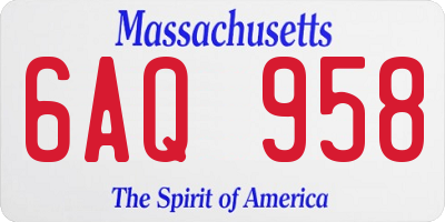 MA license plate 6AQ958