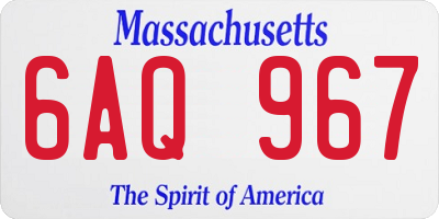 MA license plate 6AQ967
