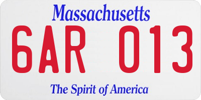 MA license plate 6AR013