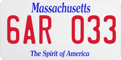 MA license plate 6AR033
