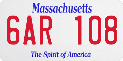 MA license plate 6AR108