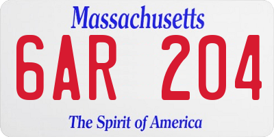 MA license plate 6AR204