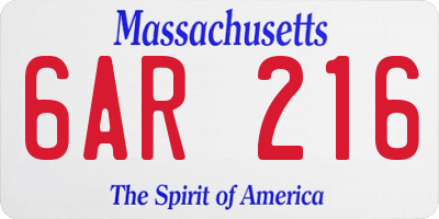 MA license plate 6AR216