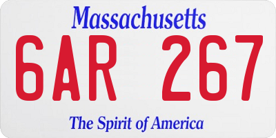 MA license plate 6AR267