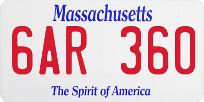 MA license plate 6AR360
