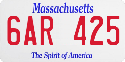 MA license plate 6AR425