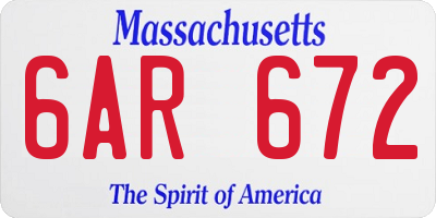 MA license plate 6AR672