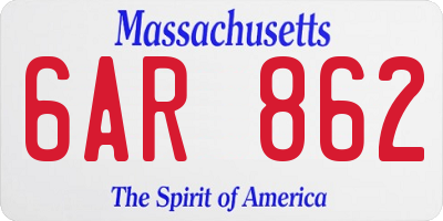 MA license plate 6AR862