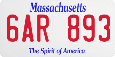 MA license plate 6AR893
