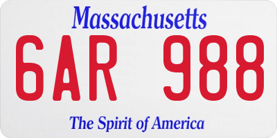 MA license plate 6AR988