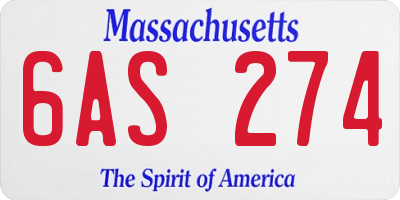 MA license plate 6AS274
