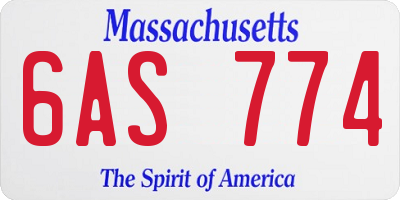 MA license plate 6AS774