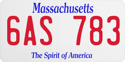 MA license plate 6AS783