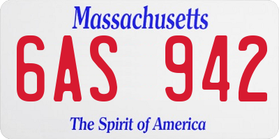 MA license plate 6AS942
