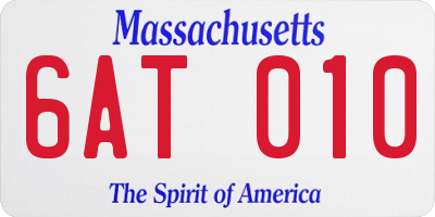 MA license plate 6AT010