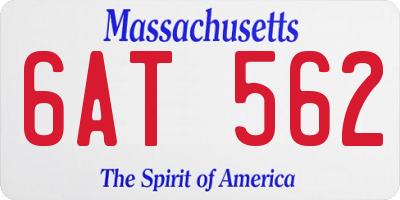 MA license plate 6AT562