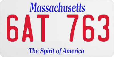 MA license plate 6AT763