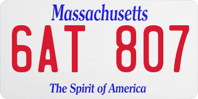 MA license plate 6AT807