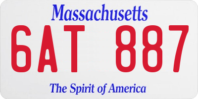 MA license plate 6AT887