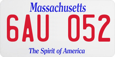 MA license plate 6AU052